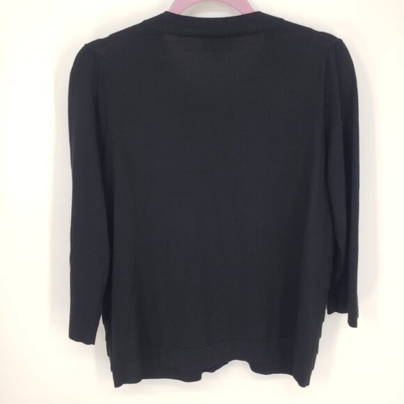Pure Collection Silk Cashmere Tiered Knit Cardigan Sweater 12 Womens Black - Picture 2 of 8